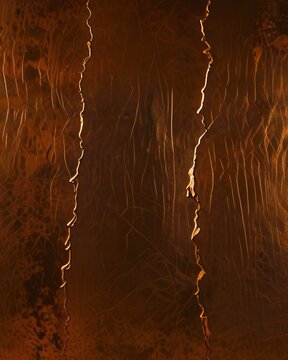 Ornate Cracked Copper Leaf Background with Weathered Metallic Surface Background