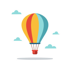 Obraz premium Colorful hot air balloon floating in sky with clouds illustration