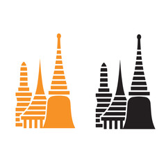 Flat Wat Phra Kaew in Bangkok Thailand pixel perfect vector icon