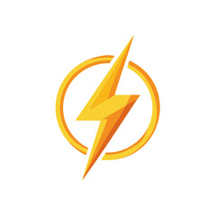 Vibrant yellow lightning bolt symbol inside a circular outline representing energy and speed