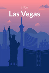 An Artistic Illustration of the Las Vegas Skyline Featuring Its Iconic Landmarks and Attractions