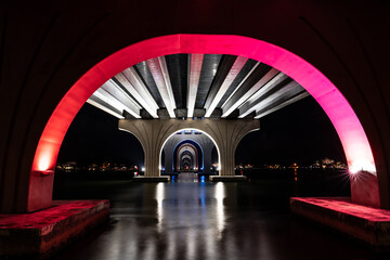 Cathedral of light illuminates the Pinellas Bayway Bridge