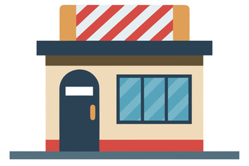 A classic cartoon barber shop scene vector illustration