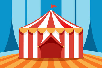 The interior of a cartoon circus tent background vector illustration