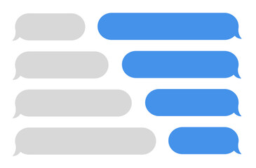 Obraz premium Texting Empty blank text messages messaging phone app bubbles blue grey