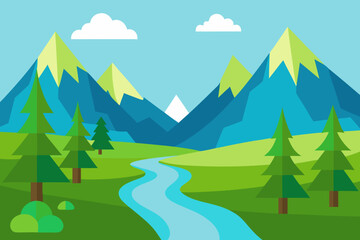 A majestic cartoon desert canyon with towering red cliffs vector illustration