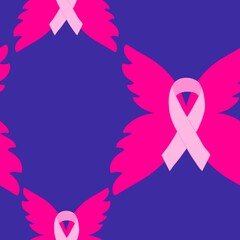 Breast cancer month seamless pink ribbon day mammogram pattern for medical accessories and medicine textiles