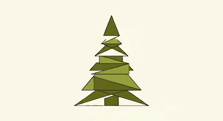 Obraz premium Abstract stylized illustration of a Christmas tree, composed of geometric shapes.