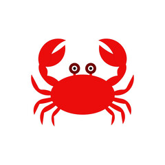 Red crab icon. Seafood animal illustration. Marine life symbol. Vector ocean creature.