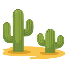 Cartoon desert cactus flat style landscape design isolated vector illustration on white background