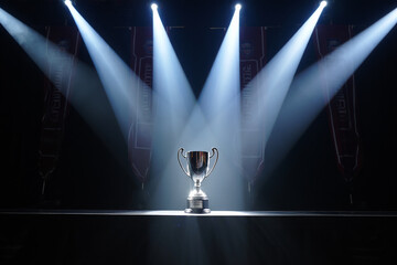 Silver Trophy Illuminated by Stage Spotlights award