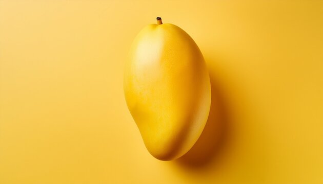 light yellow mango on pastel yellow background tropical minimalism design