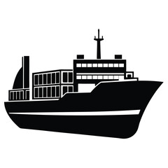 Obraz premium cargo ship silhouette vector art