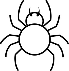 Spider Line Art Icon for Halloween Party, Web Banner, Logo, and Spooky Design. Outlined spider icon for Halloween party, web, banners, flyers, and social media. Spooky line art.