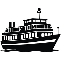 ferry silhouette vector art