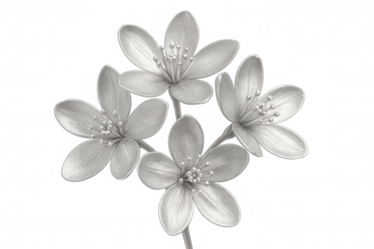 Silver flowers blooming on a transparent background, perfect for adding a touch of elegance to any project