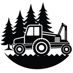 logging skidder silhouette vector art