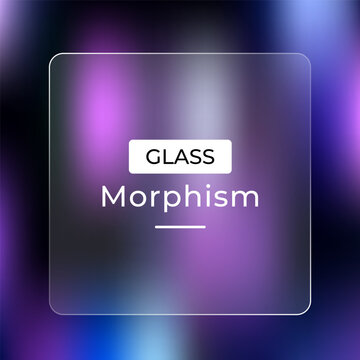 Abstract glass effect with morphing shapes and vibrant purple background