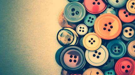 Fototapeta premium Colorful Vintage Sewing Buttons Background Texture