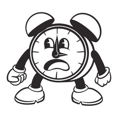 Alarm character png, retro illustration, transparent background