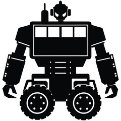 robot transport vehicle silhouette vector art