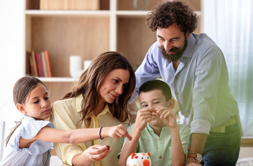 Family bonding during saving money lessons at home