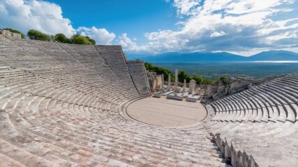 Explore ancient theater ruins at a historical site in Greece