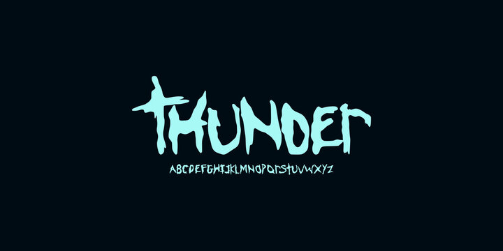 Thunder art  fonts rough bold paint urban abstract graffiti-style display font with deep feel. Perfect for streetwear, hip-hop, posters, logos, youth branding, rebellious creative projects.font