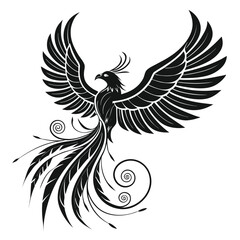 Phoenix wings glowing with spiral sparks silhouette