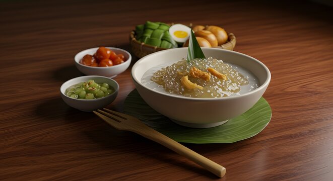 "Piatto Ambuyat piatto tradizionale del Brunei autentico piatto nazionale colloso"