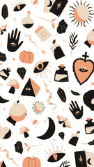 Png bohemian witchcraft doodle Halloween transparent