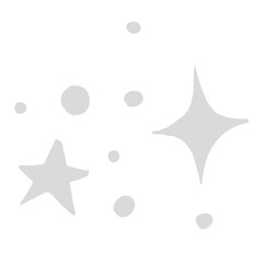 Gray png sparkly stars galactic doodle sticker