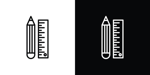 Pencil and ruler icons, vector best stroke icon EPS