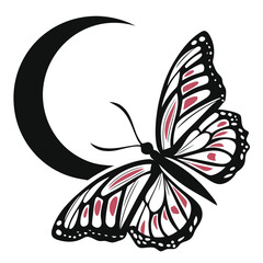 Butterfly wings glowing under crystal eclipse silhouette