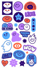 PNG Colorful stickers with positive messages on transparent background