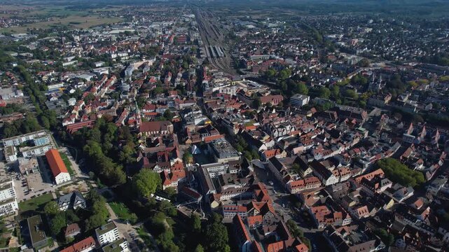 Aerial view of the Offenburg in Germany on a late sunny day in summer. 