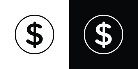Dollar icons, vector best stroke icon EPS