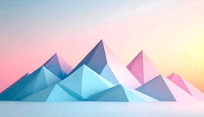 Pastel Mountains Sunset Landscape.