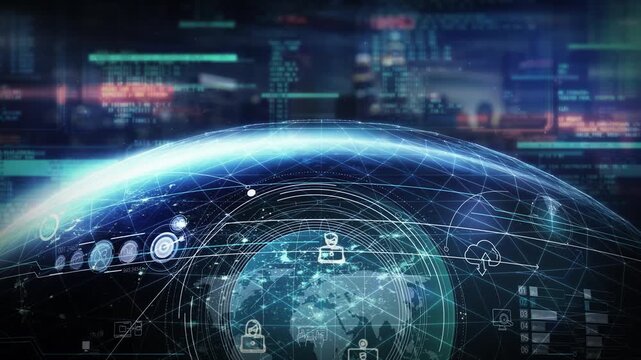 Global network connecting data with futuristic technology