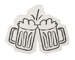 PNG cheering beer glasses sticker white border, transparent background