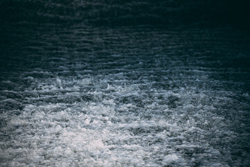 A textured close-up of foamy water rippling across the river’s surface, capturing movement, depth, and natural patterns.