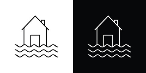 House flood icons, vector best stroke icon EPS