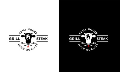 Barbecue Grill food beef and steak Logo