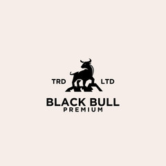 premium black bull logo design
