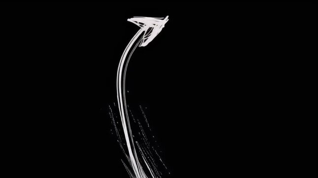 Animated white arrow moving ink brush sketch animation