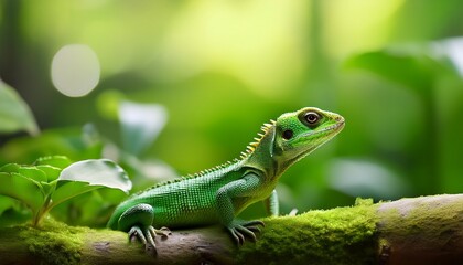 Obraz premium a miniature lizard displayed against a vivid green scenery