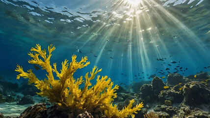Obraz premium underwater scene with coral reef