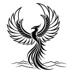 Phoenix wings glowing inside neon water silhouette