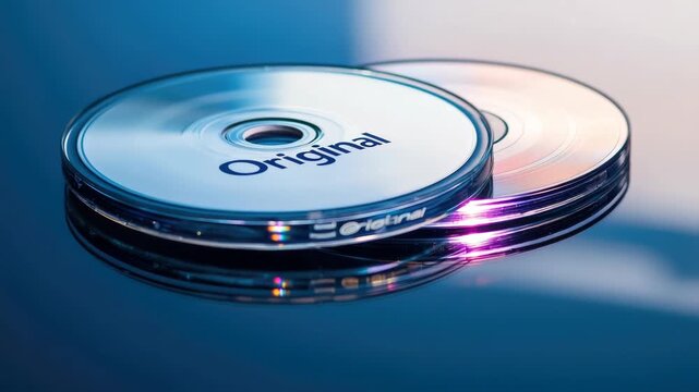 Two shiny compact discs labeled "Original" lie stacked on reflective surface