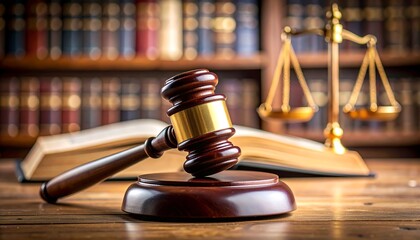 Justice Gavel with Scales, and Law Books.